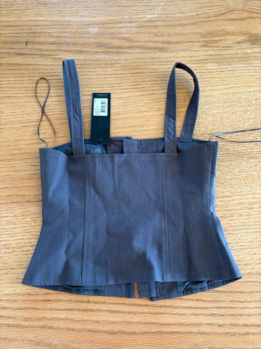 Lioness Structured Corset Tank Top in Charcoal Gray - Picture 2 of 3